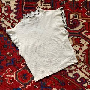 Zara Lettuce Hem Cropped Tank White sz M